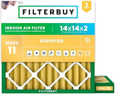 Filterbuy 14x14x2 Air Filter MERV 11 Pet & Allergy Defense (2-Pack) by Filterbuy