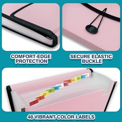 H4D 13-Pocket Accordion File Organizer, Expanding File Folder, Light Pink - Image 5