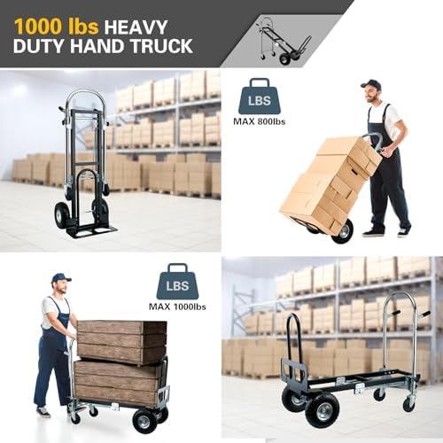 3 in 1 Convertible Hand Truck Dolly Cart with Wheels (Black) - Image 5