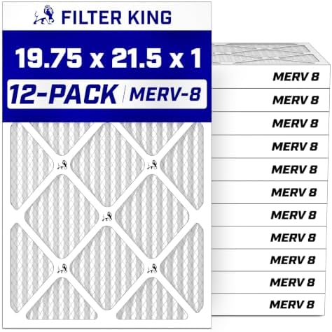 Filter King Air Filters | 19.75x21.5x1 | 12-PACK | MERV 8 HVAC Pleated AC Furnace Filters | Air Purifier | Replacement Filters for Clean, Healthy & Fresh Environment | MADE IN USA by FilterKing