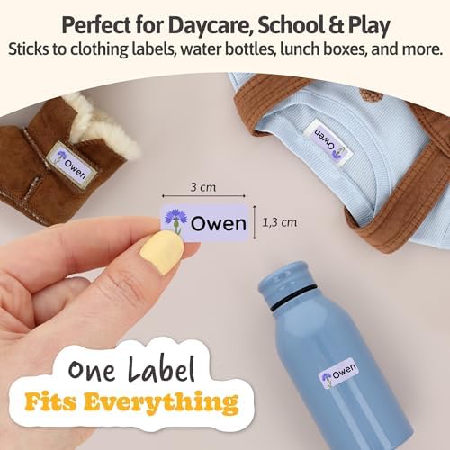 Personalized Name Labels for Kids (180) – Clothing Labels & Daycare Labels – Custom Waterproof Stickers for School Supplies - Flowers - Image 2