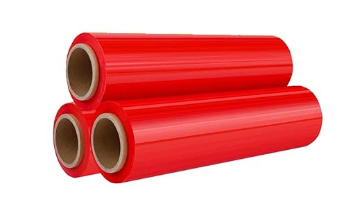 APQ 4 Rolls of Blown Hand Stretch Film 18" x 1500'. Red Hand Stretch Wrap by APQSupply%C2%AE