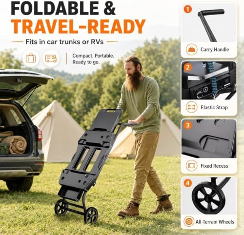 Hisencn 42.5" x 13.3" Outdoor Foldable Grill Stand for Ninja Woodfire Grill - Image 4