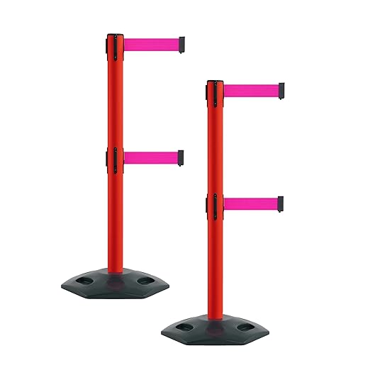 Montour Line MSR630D Set of 2 Retractable Belt Barrier Stanchion, Heavy-Duty by Montour+Line