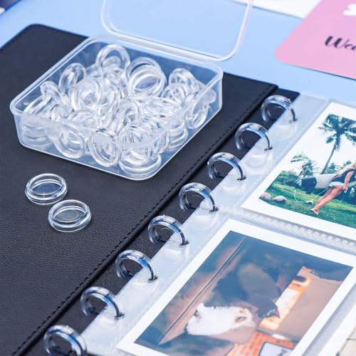 Clear Discbound Discs Set 50pcs 18mm Plastic Expansion Rings with Clear PP Holder PC Book Binding Discs for Disc Bound Notebook Planner Binder Accessories Note-Taking System (18mm) - Image 5