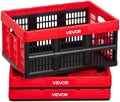 VEVOR Plastic Collapsible Storage Bins, 32L 3 Packs, Stackable Folding Storage Crates with Handles, Holds 26 lbs Per Bin, Foldable Heavy Duty Containers, Space-Saving Baskets, for Home Organizing by VEVOR