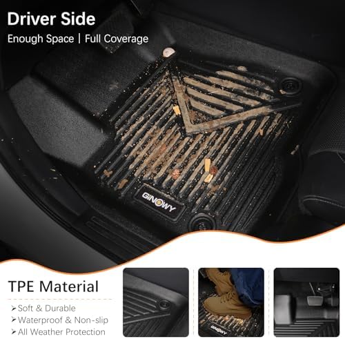 GINOWY- Floor Mats & Cargo Liner for Ford Escape 2013-2019丨TPE All Weather Car Floor Mats for Ford Escape | Custom Fit Rubber Liners Escape Accessories Trunk Mat Trunk Liner Cargo Mat - Image 3