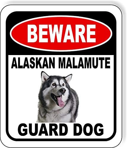BEWARE ALASKAN MALAMUTE GUARD DOG Aluminum Composite Outdoor Sign 20" x24" Metal Security Notice for Yard, Fence, Porch, Property, and Business – No Trespassing, Warning, Attack Dogs, Protection by WorkHouseSigns