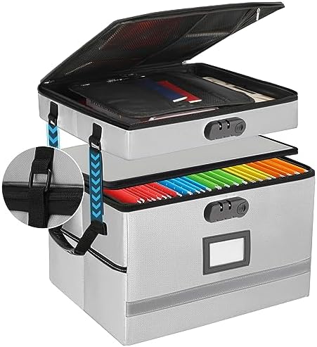 EXLIFBAG Fireproof File Organizer with Lock, 2 Layer by EXLIFBAG