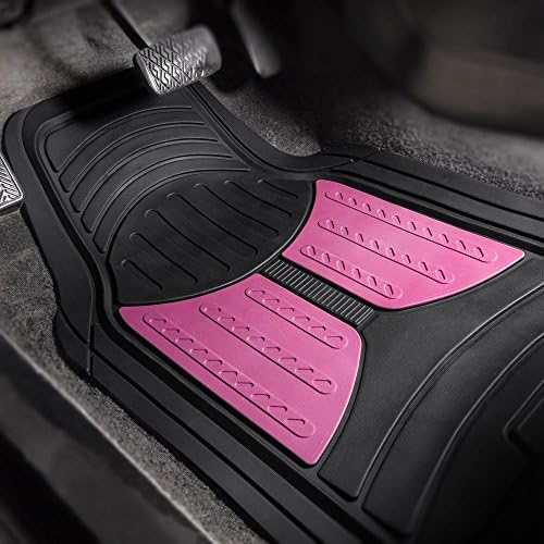 FH Group Automotive Floor Mats - Heavy-Duty Monster Eye Rubber for Cars, Universal Fit Full Set, Climaproof Mats, Trimmable Most Sedan, SUV, Truck Pink - Image 2