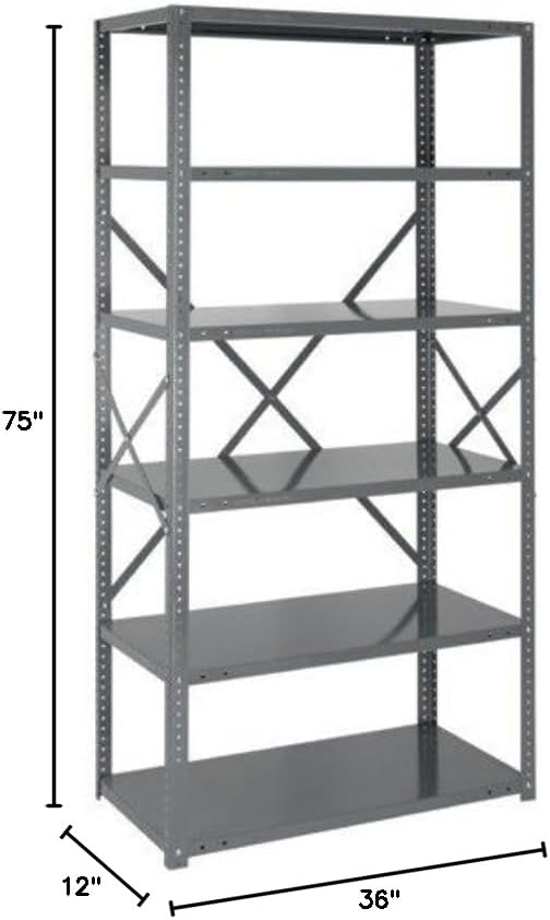 Quantum Storage Systems 75-1236-4 IRONMAN Solid Heavy Duty 4 Shelves 75" H x 36" W x 12" D - Image 2