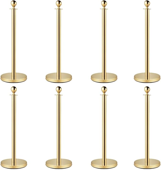 8PCS Stanchion Posts with 6 Red Velvet Ropes, Crowd Control Barriers with - Image 8