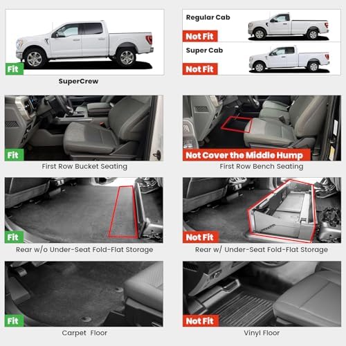 LASFIT Floor Mats for Ford F-150 2015-2026 SuperCrew, w/o Fold Flat Storage - Image 2