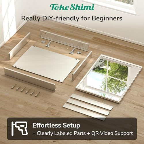 TokeShimi 20 x 26 Recessed Medicine Cabinet with Mirror, Assembly Required, Brushed Nickel Mirror Medicine Cabinet for Bathroom, Stepless Adjustable Shelves, Beveled Aluminum Frame, Tempered Glass - Image 3