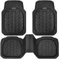 CAR PASS DeepDish Heavy Duty Rubber Floor Mats 3-Piece, Universal M-XL Size Trim-to-Fit Automotive Floor Mats for Truck Van SUV, Durable Waterproof All Weather Car Mats (Solid Black) by CARPASS