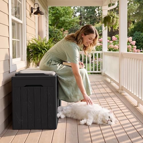 JUMMICO 31 Gallon Resin Deck Box Waterproof Outdoor Storage Boxes - Image 6