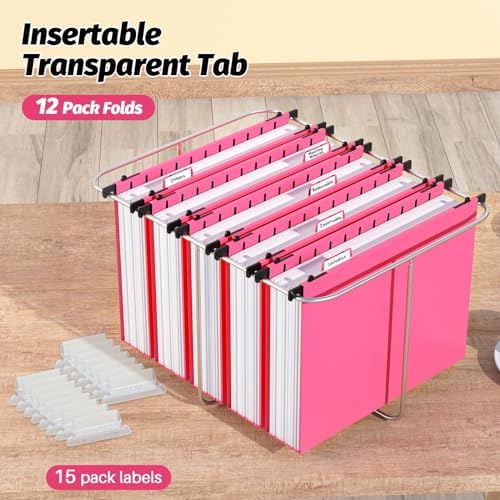 SHUTEX Plastic Hanging File Folder, 12 Pack, Letter Size, Pink - Image 6
