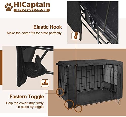 HiCaptain 42-Inch Dog Crate Cover with Mesh, Waterproof Kennel Cover, Black - Image 4