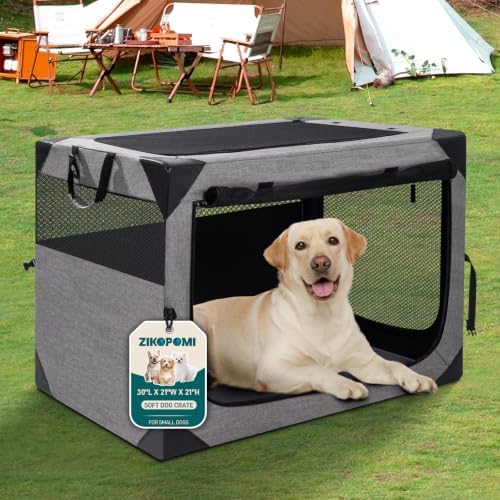 Zikopomi 30 Inch Portable Soft Foldable Dog Crate, 30" L x 21" W x 21" H by ZIKOPOMI