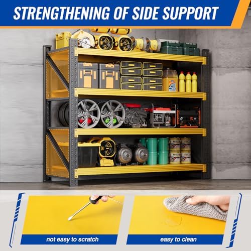 BYBYNSOE 48" W Storage Shelves 3000lbs Garage Metal Shelving Heavy Duty Garage Shelves Adjustable Storage Shelves for Industrial, Factory (Black Yellow, 48" W X 24" D X 69" H) - Image 7
