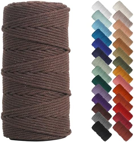 NOANTA Dark Coffee Macrame Cord 3mm x 220yards, Cotton Rope Macrame Yarn by NOANTA