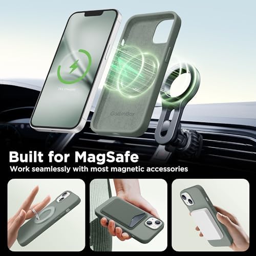 GolbinBox Magnetic for iPhone 13/14 Case, Silicone Cover, Calke Green - Image 4