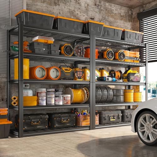 REIBII 48" W Garage Shelving Heavy Duty Load 2500LBS, 5 Tier Storage Shelves, Adjustable Metal Shelves for Warehouse, Pantry, Basement, 48" W X 72" H X18 D, 4PC - Image 2