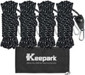 Camping Ropes Guy Line - Tarp Tie Down Ropes with Ratchet System, Pulley & Reinforced Metal Gear - Adjustable Heavy Duty Guy Lines for Canopy Tent, Quick Setup Outdoor Strap-4Pack - 6Pack by Keepark
