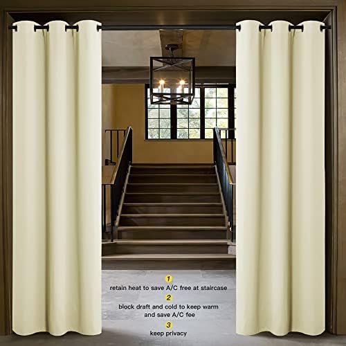 NICETOWN Door Curtain for Doorway Privacy, Beige 132 Inch Length, Room Divider Cover, Blackout Temporary Insulated Closet Panel for Bedroom (1 Panel, 5ft Wide) - Image 2