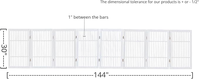 Pet Dog Gate Strong and Durable Freestanding Folding Acacia Hardwood Portable - Image 3