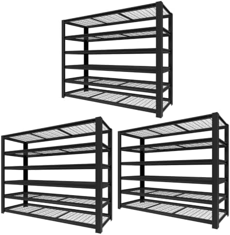 6T 62“ W x 24” D x 84" H Heavy-Duty Garage Shelving, Metal Shelving, 8,100 lbs Storage Shelves, Adjustable Metal Shelves for Storage, Industrial Garage Shelves for Warehouses and Basements*3 by KLRFUA