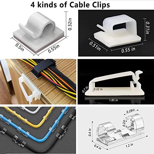 White Cable Management Organizer Kit 4 Cable Sleeve Split 311Pcs - Image 3