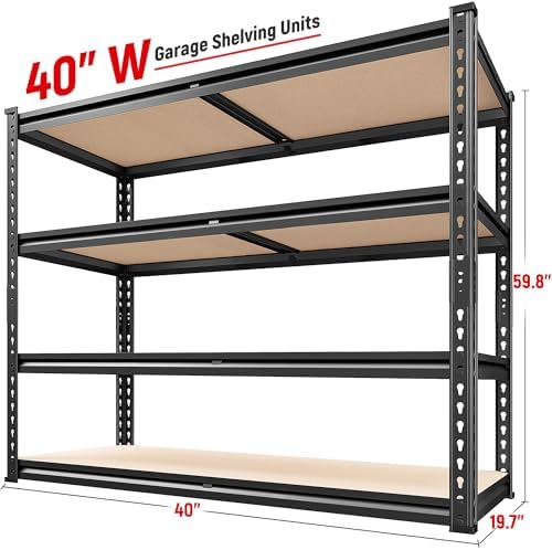 REIBII 2000LBS Storage Shelves,4-Tier Adjustable Garage Shelving for Pantry (Pack of 2) - Image 3
