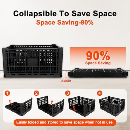 72L Collapsible Milk Crate with Handles, - Image 3