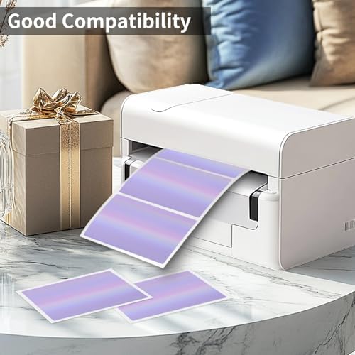 2" x 3" Holographic Thermal Label Stickers Purple,Printable Rainbow Glitter Thermal Printer Sticker Labels for Gift Wrapping, Self-Adhesive Name Price Tag DIY Custom Logo Design (280 pcs) - Image 3