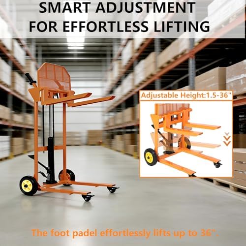 GarveeTech 450LB Hydraulic Material Lift, 36" Max Lift Pallet Truck Dolly - Image 3