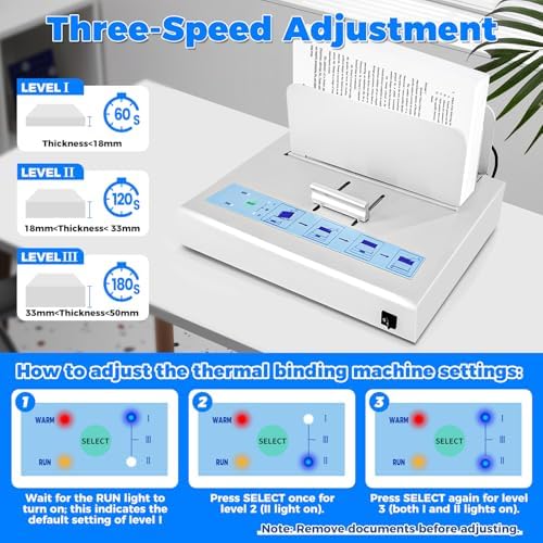 Thermal Binding Machine 500 Sheets Capacity Book Binding Material with 10 Letter Size Envelopes, A3/A4/A5 Document Heat Binder Hot Melt Machine Metal Thermal Binder Contract Document Invoice - Image 6