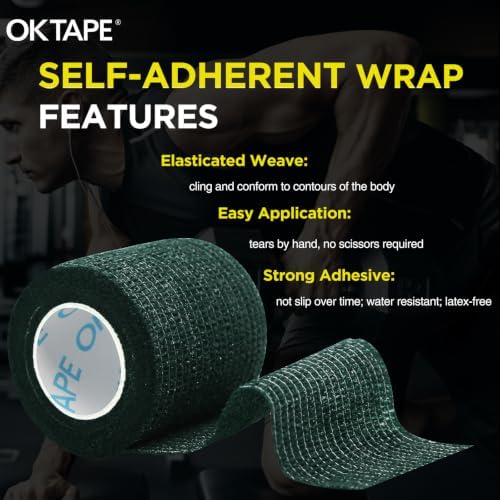 OK TAPE 12 Rolls Self Adhesive Bandage Wrap, Cohesive Elastic Athletic Tape - Image 5