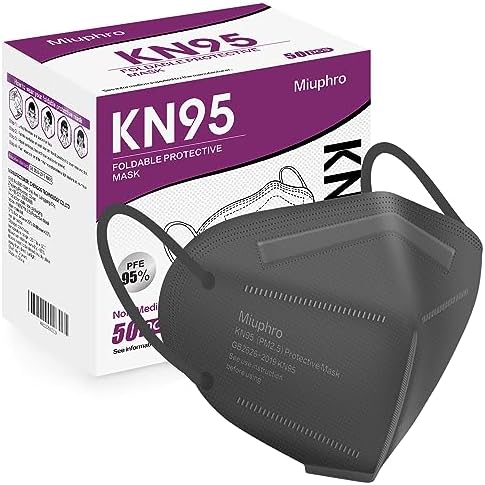 Miuphro 50 Pack Cup Dust Safety Disposable Masks, KN95 5-Layer Foldable Masks by Miuphro