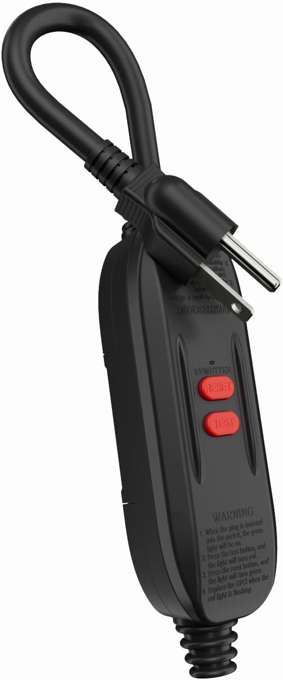 1 FT/30CM GFCI Extension Cord, 14AWG Heavy Duty Short Power Cable, ETL Listed by Unknown