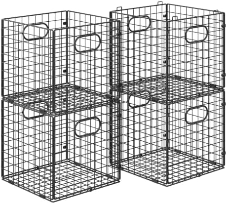 4-Pack Metal Milk Crate for Storage,32QT Stackable Collapsible Storage Bins by Cidaziya