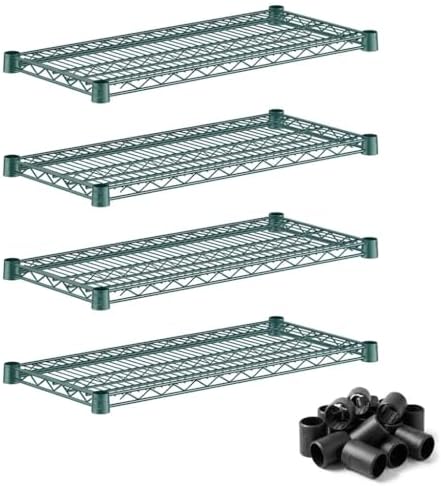 4-Pack 12"x30" Wire Shelves Green | 600lb Load Capacity NSF Commercial Storage Rack Unit by Zedfire