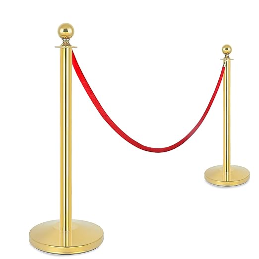 2Pack Stainless Steel Stanchion Posts 9.8ft Red Velvet Rope Suitable by QKARoundMirrorforBathroom