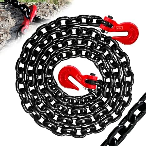 3/8" Transport Binder Chain-G80 Heavy Duty Log Chain with G70 Hooks Wll 7100 lbs|10FT Safety Tow Chains Towing Trailer Extension|Secure Working Load for Tie-Down&Lifting&Flatbed (EP Black) by SENKEYFE