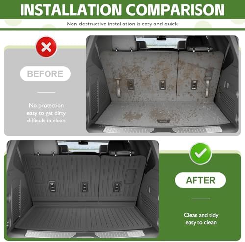 Cargo Liners for 2022-2025 Chevy Chevrolet Tahoe/GMC Yukon Trunk Mat with 3rd Row Seat Back Cover Accessories, All Weather Rear Cargo Mat Backrest Protector(Not for Yukon XL) - Image 3