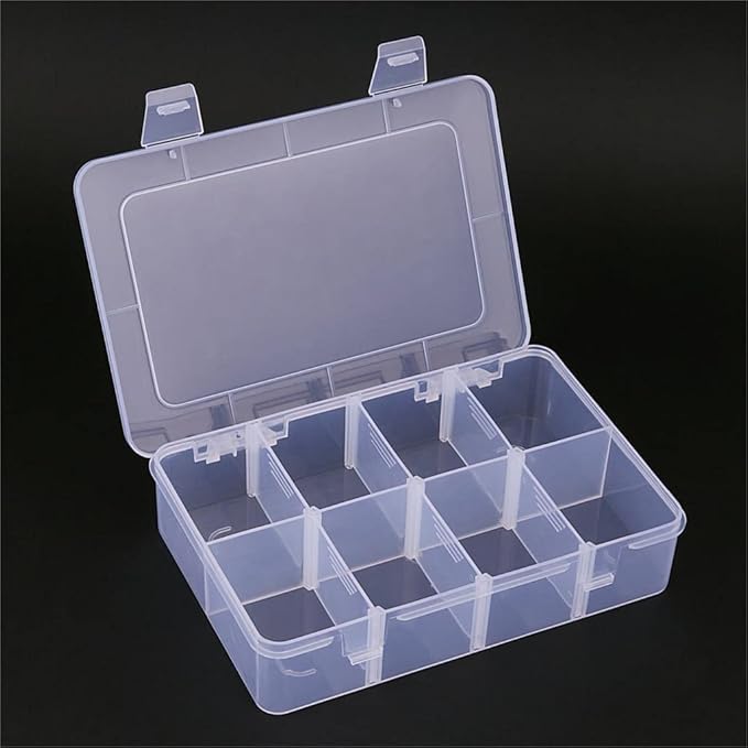 2 Pcs 8 Grids Clear Organizer Box Plastic Storage Container - Image 5