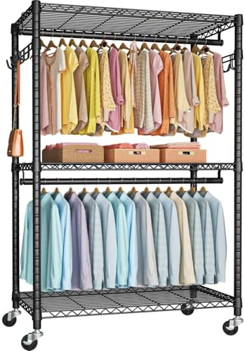 FUTASSI P1 Plus Rolling Clothes Rack, Heavy Duty Portable Closet Wardrobe by FUTASSI