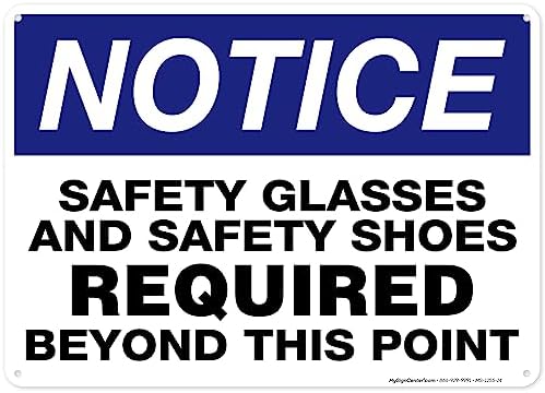 Safety Glasses and Safety Shoes Required Beyond This Point Sign, 10x14 by MySignCenter