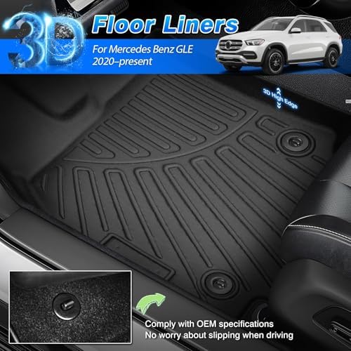 GLE350 Floor Mats - Fit for Mercedes Benz GLE 2020-2025 2026 (No for Coupe/AMG), All Weather Floor Mats & Cargo Liner for GLE350/GLE450 Accessories, Heavy Duty Waterproof - Image 2