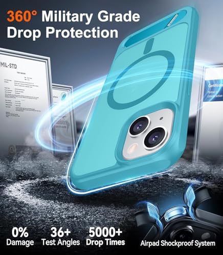 Temdan Magnetic Compatible with iPhone 14 Case/iPhone 13 Case,[Built-in Invisible Kickstand][Compatible with MagSafe][Military Grade Shockproof] Slim Translucent Matte Phone Case for iPhone 14/13 6.1" - Image 4